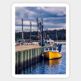 Fishing Boats at Wharf in Marie Joseph Sticker